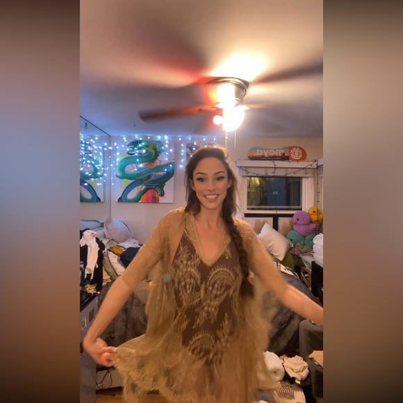 Brown and Gold Sheer Cover Up - Picture 4 of 14